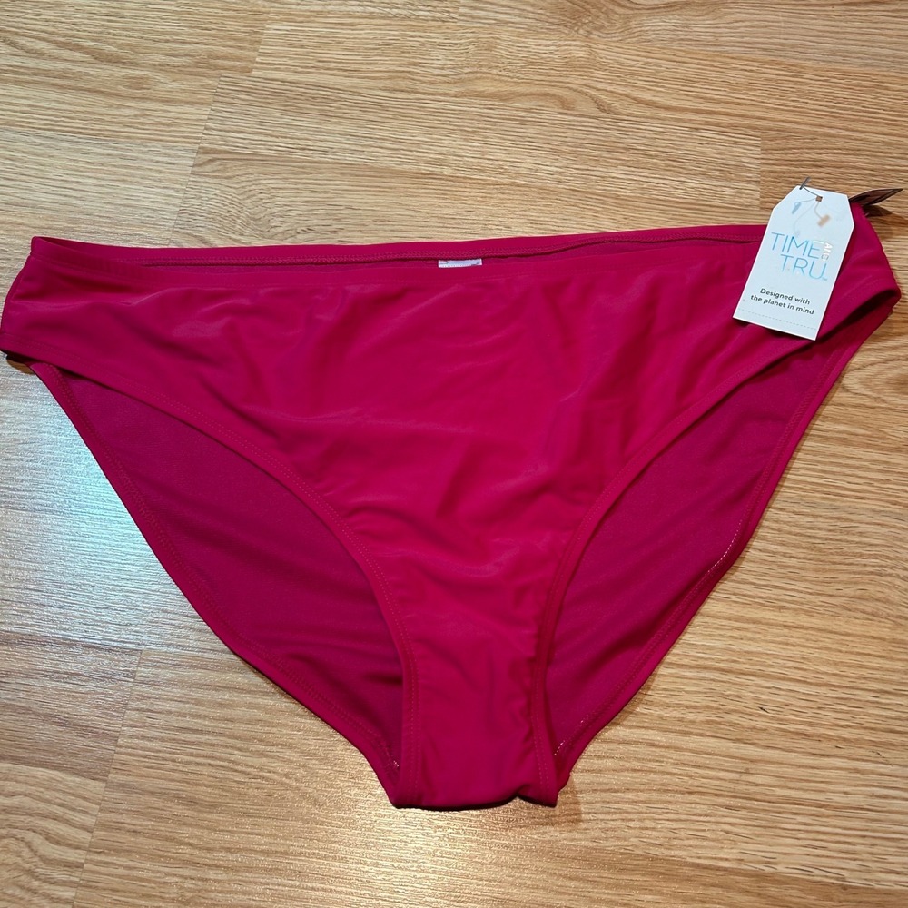 Time and Tru Womens Fuchsia Supreme Mid-Rise Bikini Bottoms 2X 20W-22W NEW